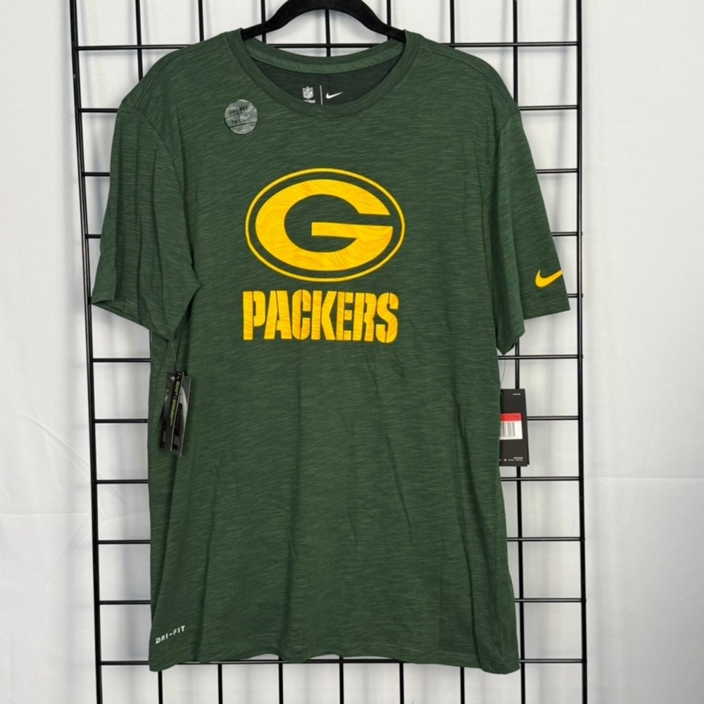 NWT Nike Green Bay Packers T-Shirt Mens Large Green Dri-FIT Heathered Graphic